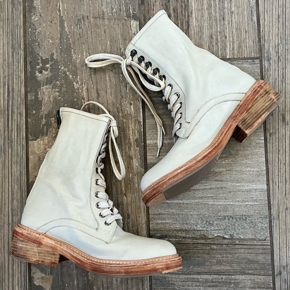 Free People Santa Fe Lace-Up Boot in Ecru size 8 - Picture 8 of 12